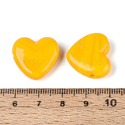 手作りランプワークビーズ  ハート  ゴールド  18.5~19.5x19.5~20x6.5~7.5mm  穴：1.2~1.6mm&nbsp;LAMP-T023-27F