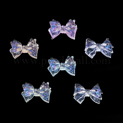 クリア樹脂カボション  グリッターパウダー付き  蝶結び  ミックスカラー  7.5~8x10~10.5x3mm&nbsp;CRES-N030-003-B