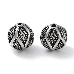 304ステンレススチールビーズ  ラウンド  アンティークシルバー  10x9.5x9.5mm  穴：1.5mm&nbsp;STAS-M057-28AS
