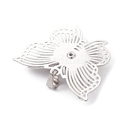 真鍮製ラインストーンペンダント  細線細工のチャーム  プラチナ  蝶  30x36x8.5mm  穴：6x3mm&nbsp;PALLOY-JF02513-08