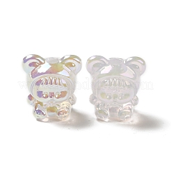 UVメッキレインボー虹色アクリルビーズ  クマの服を着た女の赤ちゃん  透明  17.5x16.5x14mm  穴：3.5mm&nbsp;LS-PACR-M002-01F