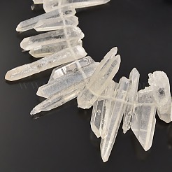 天然原石水晶ビーズ連売り  ロッククリスタルビーズ  ナゲット  透明  10~50x2~10mm  穴：1mm  約15.4インチ〜17.3インチ&nbsp;X-G-I111-02