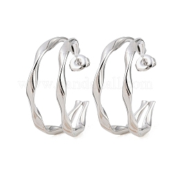 304 Stainless Steel Two-layer C-Shaped Stud Earrings&nbsp;EJEW-P324-11P
