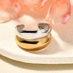 304ステンレススチール製オープンカフリング（ユニセックス）  本金メッキ&ステンレススチールカラー  13.5mm  調整可能&nbsp;RJEW-R010-06G&S