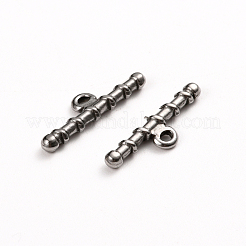 変色しにくい304ステンレススチールトグル留め具パーツ  バー  ステンレス鋼色  22x6x2.5mm  穴：1.6mm&nbsp;STAS-D142-05C-P