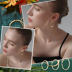 12 Pairs 6 Style 304 Stainless Steel Flat Hoop Earrings&nbsp;EJEW-UN0002-16