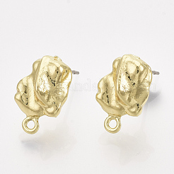 合金製スタッドピアスパーツ  スチールピンとループ付き  ライトゴールド  15.5~16x10mm  穴：1.2mm  ピン：0.7mm&nbsp;PALLOY-S121-133