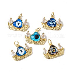Brass Micro Pave Clear Cubic Zirconia Pendants&nbsp;KK-I692-04G