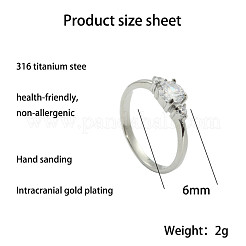 304ステンレススチール製クリアキュービックジルコニア指輪（女性用）  ステンレス鋼色  usサイズ7（17.3mm）&nbsp;WG2A0BA-01