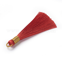 ポリエステルタッセルペンダント  レッド  80~83x7~8mm  穴：5~7mm&nbsp;FIND-I009-D16