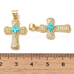 Rack Plating Brass Micro Pave Cubic Zirconia Pendants&nbsp;KK-P268-17A-G