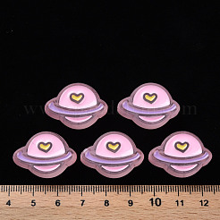 透明なアクリルビーズ  エナメル  艶消し  惑星  ピンク  19x26x9mm  穴：3mm&nbsp;MACR-S374-02B-06