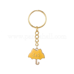 合金エナメルペンダントキーホルダーセット  304ステンレススチール製金具付き  猫の傘  ミックスカラー  7.5cm  6個/セット&nbsp;KEYC-JKC00475