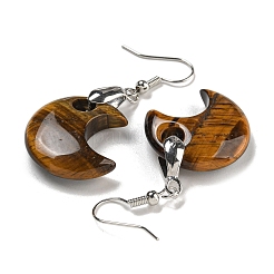 Rack Plating Moon Brass Dangle Earrings for Women&nbsp;EJEW-B064-02P-07