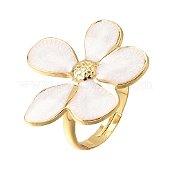 304ステンレススチール製エナメルカフオープンリング  ゴールドカラー  花  usサイズ7 1/4(17.5mm)  花：24x28mm&nbsp;SA-CBA369F-04G-03