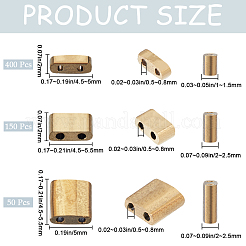 600個3スタイルガラスシードビーズ  メタリックカラー  2穴  長方形  黄金メッキ  4.5~5.5x2~5.5x1~2.5mm  穴：0.5~0.8mm&nbsp;SEED-CN0001-38