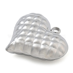 変色防止304ステンレススチールペンダント  ハートチャーム  ステンレス鋼色  28x30x10mm  穴：3mm&nbsp;STAS-M084-03C-P