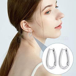 合金フープピアス6組  ティアドロップ  プラチナ  29.5x19.5x4mm&nbsp;EJEW-UN0003-22P