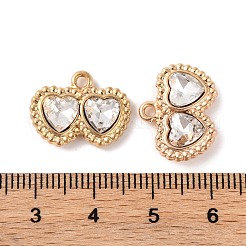 合金クリスタルラインストーンペンダント  ハートチャーム  ゴールドカラー  13x17x4mm  穴：1.6mm&nbsp;ALRI-M021-03