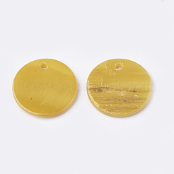 淡水シェルペンダント  染め  フラットラウンド  ゴールデンロッド  16x1.5~2mm  穴：1.4mm&nbsp;SHEL-Q020-03D
