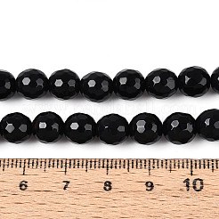 天然瑪瑙（染色・加熱）ビーズ連売り  多面カットラウンド  ブラック  8mm  穴：1mm  約46~48個/連  14.37~14.96''（36.5~38センチメートル）&nbsp;G-T139-8mm-88A