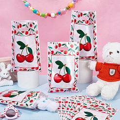 Rectangle Plastic Cherry Printed Gift Storage Bags with Hole Handles&nbsp;ABAG-WH0032-101