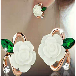 Flower Alloy Rhinestone Stud Earrings&nbsp;WG3C0C0-04