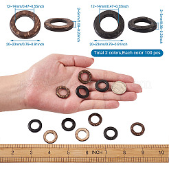 200Pcs 2 Colors Dyed Wood Jewelry Findings Coconut Linking Rings&nbsp;COCO-CD0001-01