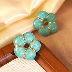 304 Stainless Steel Enamel Flower Stud Earrings&nbsp;EJEW-Z147-03G