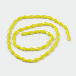オペークガラスビーズ連売り  多面カット  双円錐形  きいろ  12x6mm  穴：1mm  約50個/連  23.98''（60.9センチメートル）&nbsp;GLAA-P001-03B-02