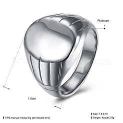 男性用ステンレススチール印章バンドリング  広帯域指輪  プラチナ  usサイズ7（17.3mm）&nbsp;RJEW-BB29415-B-7