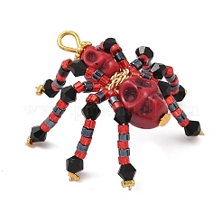 Halloween Theme Dyed Synthetic Turquoise & Glass Seed Beads Pendants&nbsp;PALLOY-MZ00774