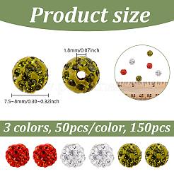 150Pcs 3 Colors Rhinestone Pave Disco Ball Beads&nbsp;RB-UN0001-17B