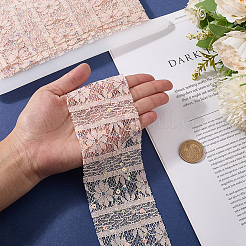 5ヤードのポリエステル製フラワーレースリボン（スパンコール付き）  衣服アクセサリー用の輝く花のレーストリム  貝殻色  2-5/8インチ（66mm）  約5.00ヤード（4.57m）/セット&nbsp;OCOR-GF0005-24D