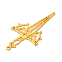 201ステンレススチールビッグペンダント  剣のチャーム  ゴールドカラー  50x23x1mm  穴：1.6~1.8mm&nbsp;STAS-E175-05G