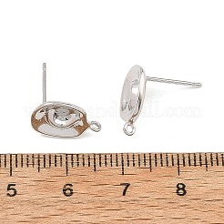 シェグレース 真鍮製スタッドピアス金具  オーバル  カン付き  カドミウムフリーと鉛フリー＆ニッケルフリー  プラチナ  13x9mm  穴：1mm  ピン：12x0.8mm&nbsp;XGRQ6M591-903P