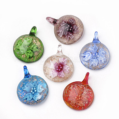 Handmade Gold Sand Lampwork Pendants&nbsp;LAMP-S189-07-B