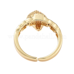 Rack Plating Heart Padlock Brass Micro Pave Cubic Zirconia Open Cuff Rings for Women&nbsp;RJEW-B064-15G