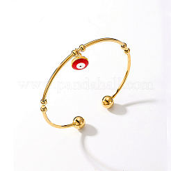 Real 18K Gold Plated 201 Stainless Steel Adjustable Cuff Bangles&nbsp;BM4462-1