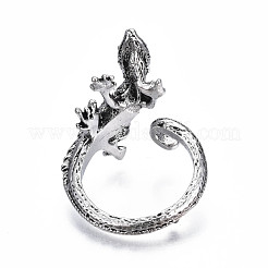 Alloy Lizard Open Cuff Ring for Women&nbsp;RJEW-T009-46AS