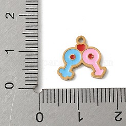 304ステンレススチールエナメルチャーム  18KGP本金メッキ  女性のシンボルチャーム  カラフル  12x13x1mm  穴：1.2mm&nbsp;LS-STAS-P388-19J-G