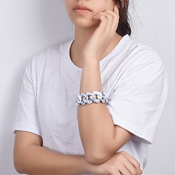 天然石風スタイルのアクリルブレスレット  304ステンレススチールのロブスタークロウ留め金付き  ミックスカラー  7-1/4インチ〜7-7/8インチ（18.5~20cm）&nbsp;BJEW-JB04583