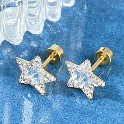 Star Glass & Polymer Clay Rhinestone Ear Fake Plugs&nbsp;EJEW-H105-29G