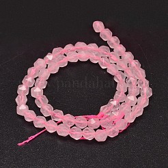 ファセット付き天然ローズクォーツビーズ連売り  スターカットラウンドビーズ  6x5mm  穴：1mm  約67個/連  15.1インチ&nbsp;G-K066-10-6mm