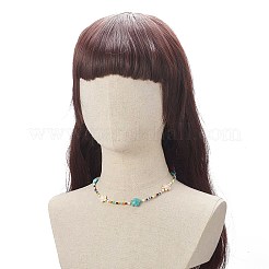 Tortoise Dyed Synthetic Turquoise & Shell Pearl & Glass Seed Beaded Necklace&nbsp;NJEW-TA00054