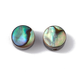 天然アワビシェル/パウアシェルビーズ  フラットラウンド  カラフル  6x3.5mm  穴：0.9mm&nbsp;SSHEL-M021-02