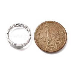 女性用テクスチャ長方形 304 ステンレススチール指輪  ステンレス鋼色  内径：17mm&nbsp;RJEW-L126-03B-P