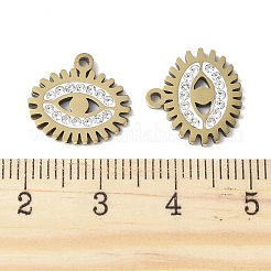 201ステンレススチールラインストーンペンダント  エナメル  18KGP本金メッキ  目  13x14x2mm  穴：1.2mm&nbsp;STAS-V005-05G-04