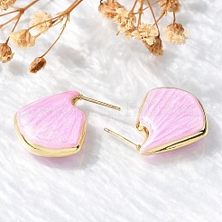 Shell Shape Brass Stud Earrings&nbsp;EJEW-G424-01G