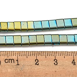 電気メッキ磁気無し合成ヘマタイトビーズ連売り  長方形  2穴  淡いターコイズ  6x4x3mm  穴：1.2mm  約95個/連  15.35インチ（39cm）&nbsp;G-C106-B02-02B
